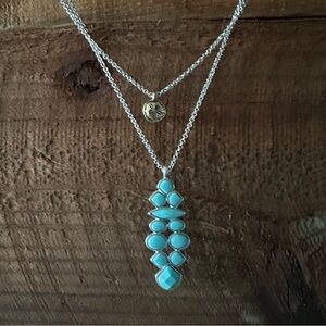 Silver and Turquoise Layered Pendant Necklace